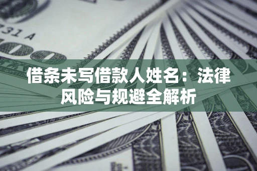 武汉借条未写借款人姓名：法律风险与规避全解析